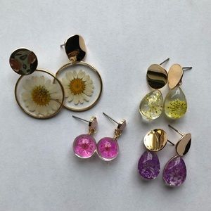Pressed flower earring set